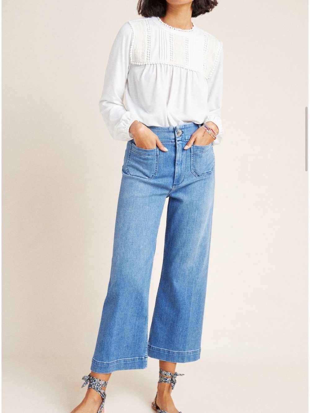 Anthropologie Pilcro The Colette Skipper Light Blue Wide-Leg Jeans